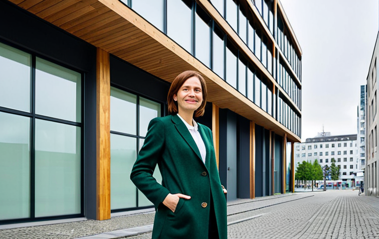 **
"A professional female architect, fully clothed in a stylish yet modest business casual outfit, standing in front of a modern, sustainable building in Berlin's Mitte district. The architecture features clean lines and incorporates green building elements. Natural light, overcast sky, professional architectural photography, perfect anatomy, correct proportions, natural pose, safe for work, appropriate content, family-friendly, high quality."
**