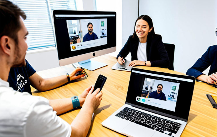 **
A group of diverse volunteers collaborating on website design in a bright, modern co-working space. One is sketching a logo, another is reviewing a UI wireframe on a laptop, and a third is engaged in a video call. Fully clothed, appropriate attire, safe for work, perfect anatomy, natural proportions, professional atmosphere, family-friendly.
**