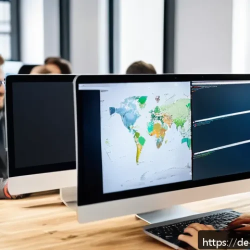 Home 32 오픈소스 기여의 글로벌 트렌드 - A vibrant, diverse group of software developers collaborating remotely on an open-source project, sh...